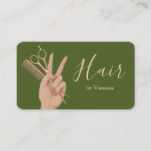 Carte De Visite Coiffeur Chic Coiffeur Vert de mousse Rose Gold (Devant)