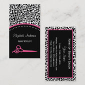 Carte De Visite Coiffeur chic d'empreinte de léopard et salon de (Devant / Derrière)