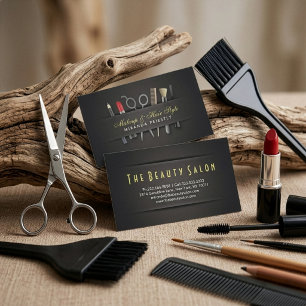 Carte De Visite Coiffeur chic et maquilleuse Linen noir