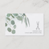 Carte De Visite Coiffeur Ciseaux d'Argent Eucalyptus Or (Dos)