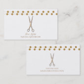 Carte De Visite Coiffeur Ciseaux d'Argent Minimal Rose Gold (Devant / Derrière)