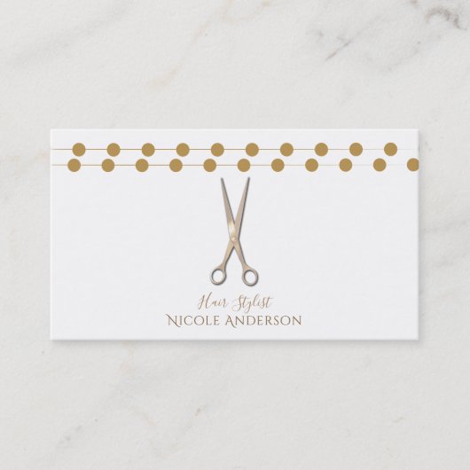 Carte De Visite Coiffeur Ciseaux d'Argent Minimal Rose Gold (Devant)
