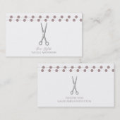 Carte De Visite Coiffeur Ciseaux d'argent Minimal Rose Mauve (Devant / Derrière)