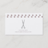Carte De Visite Coiffeur Ciseaux d'argent Minimal Rose Mauve (Dos)