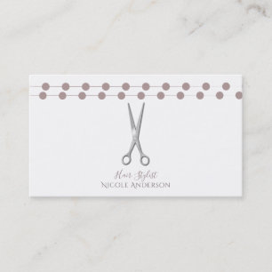 Carte De Visite Coiffeur Ciseaux d'argent Minimal Rose Mauve