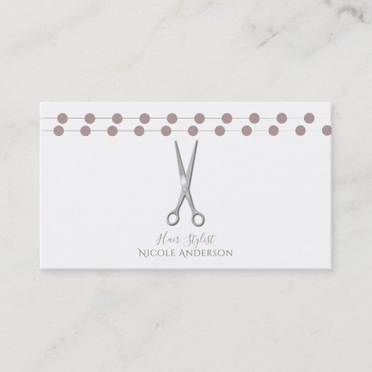 Carte De Visite Coiffeur Ciseaux d'argent Minimal Rose Mauve (Devant)