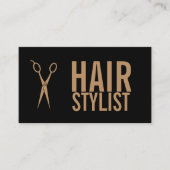 Carte De Visite Coiffeur - ciseaux de noir et d'or (Devant)