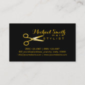 Carte De Visite Coiffeur Ciseaux D'or Script Salon #4 (Dos)