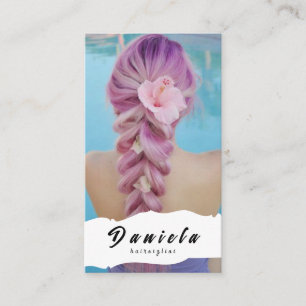 Carte De Visite Coiffeur Ciseaux Mignons Minimaliste Rose Pâle Blu