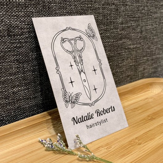 Carte De Visite Coiffeur Ciseaux Mignons & Papillons Code QR