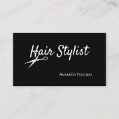 Carte De Visite Coiffeur - ciseaux noirs et blancs (Devant)