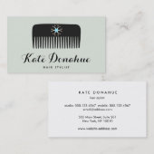 Carte De Visite Coiffeur Ciseaux peigne Salon des cheveux blancs (Devant / Derrière)