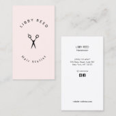 Carte De Visite Coiffeur Ciseaux Salon Simple Rose clair (Devant / Derrière)