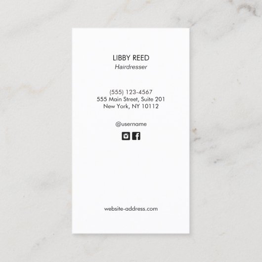 Carte De Visite Coiffeur Ciseaux Salon Simple Rose clair (Dos)