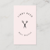 Carte De Visite Coiffeur Ciseaux Salon Simple Rose clair (Devant)