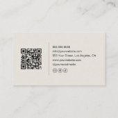 Carte De Visite Coiffeur Code QR Beige Neutre Moderne (Dos)