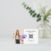 Carte De Visite Coiffeur Code QR de réservation en ligne moderne (Debout devant)