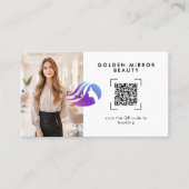 Carte De Visite Coiffeur Code QR de réservation en ligne moderne (Devant)