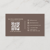 Carte De Visite Coiffeur Code QR Marron Moderne (Dos)