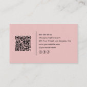 Carte De Visite Coiffeur Code QR Moderne Neutre et Rose (Dos)