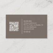 Carte De Visite Coiffeur Code QR Moderne Neutre et Taupe (Dos)