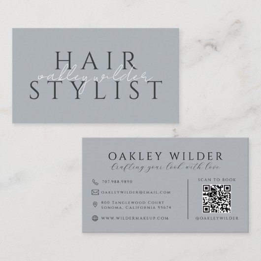 Carte De Visite Coiffeur Code QR Neutre (Devant / Derrière)