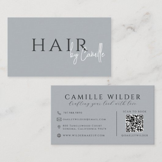 Carte De Visite Coiffeur Code QR Neutre (Devant / Derrière)