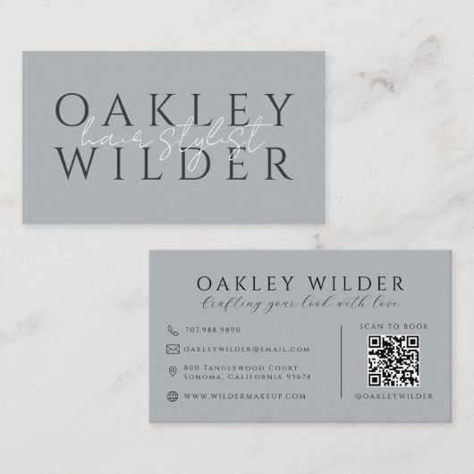 Carte De Visite Coiffeur Code QR Neutre (Devant / Derrière)
