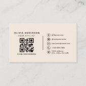 Carte De Visite Coiffeur Code QR Neutre Beige Professionnel (Dos)