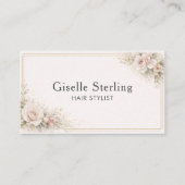 Carte De Visite Coiffeur Code QR Neutre Floral Professionnel (Devant)