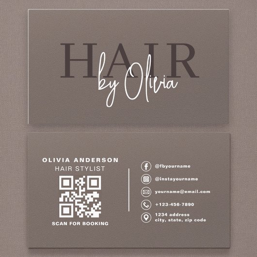 Carte De Visite Coiffeur Code QR Neutre Mat Soft Touch