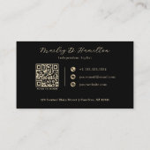 Carte De Visite Coiffeur Code QR Or Noir Élégant (Dos)