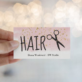 Carte de visite coiffeur code QR rose or