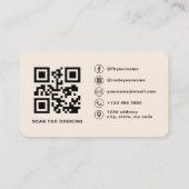 Carte de visite coiffeur Code QR Typographie neutr (Dos)