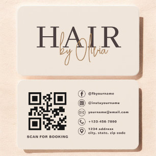 Carte de visite coiffeur Code QR Typographie neutr