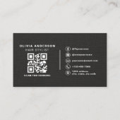 Carte de visite coiffeur Code QR Typographie toile (Dos)