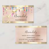 Carte De Visite Coiffeur Coiffeur Ciseaux d'or Holographe (Devant / Derrière)