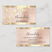 Carte De Visite Coiffeur Coiffeur Gold Ciseaux Rose Gold (Devant / Derrière)