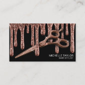 Carte De Visite Coiffeur Coiffeuse Rose Gold Paillettes QR Code (Devant)