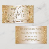 Carte De Visite Coiffeur dans des parties scintillantes d'or et (Devant / Derrière)