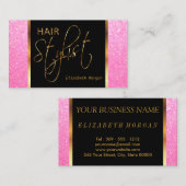 Carte De Visite Coiffeur dans des parties scintillantes roses (Devant / Derrière)