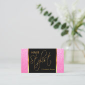 Carte De Visite Coiffeur dans des parties scintillantes roses (Debout devant)