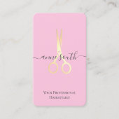 Carte De Visite Coiffeur de ciseau or Coiffeur QR Rose (Devant)