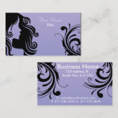 Carte De Visite Coiffeur de femme de silhouette - lavande (Devant / Derrière)