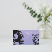 Carte De Visite Coiffeur de femme de silhouette - lavande (Debout devant)