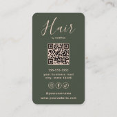 Carte De Visite Coiffeur de Luxe Coiffeuse Élégant Vert Foncé (Dos)