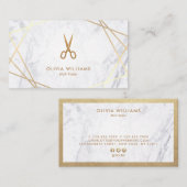 Carte De Visite Coiffeur de marbre de ciseaux chics géométriques (Devant / Derrière)