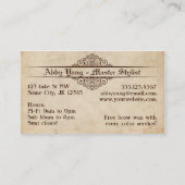 Carte De Visite coiffeur de papier beige élégant de ciseaux (Dos)