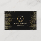 Carte De Visite Coiffeur de salon de ciseaux Logo tendance Noir & (Devant)