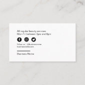 Carte De Visite Coiffeur de salon de coiffure Rose Gold Parties sc (Dos)